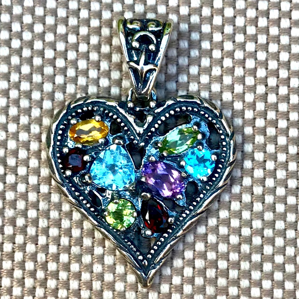 Sterling Silver Gemstone Heart Pendant❤️